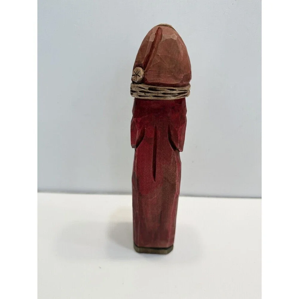 Hand Carved Wooden Santa Claus Figurine Folk Art Holiday Decor 9
